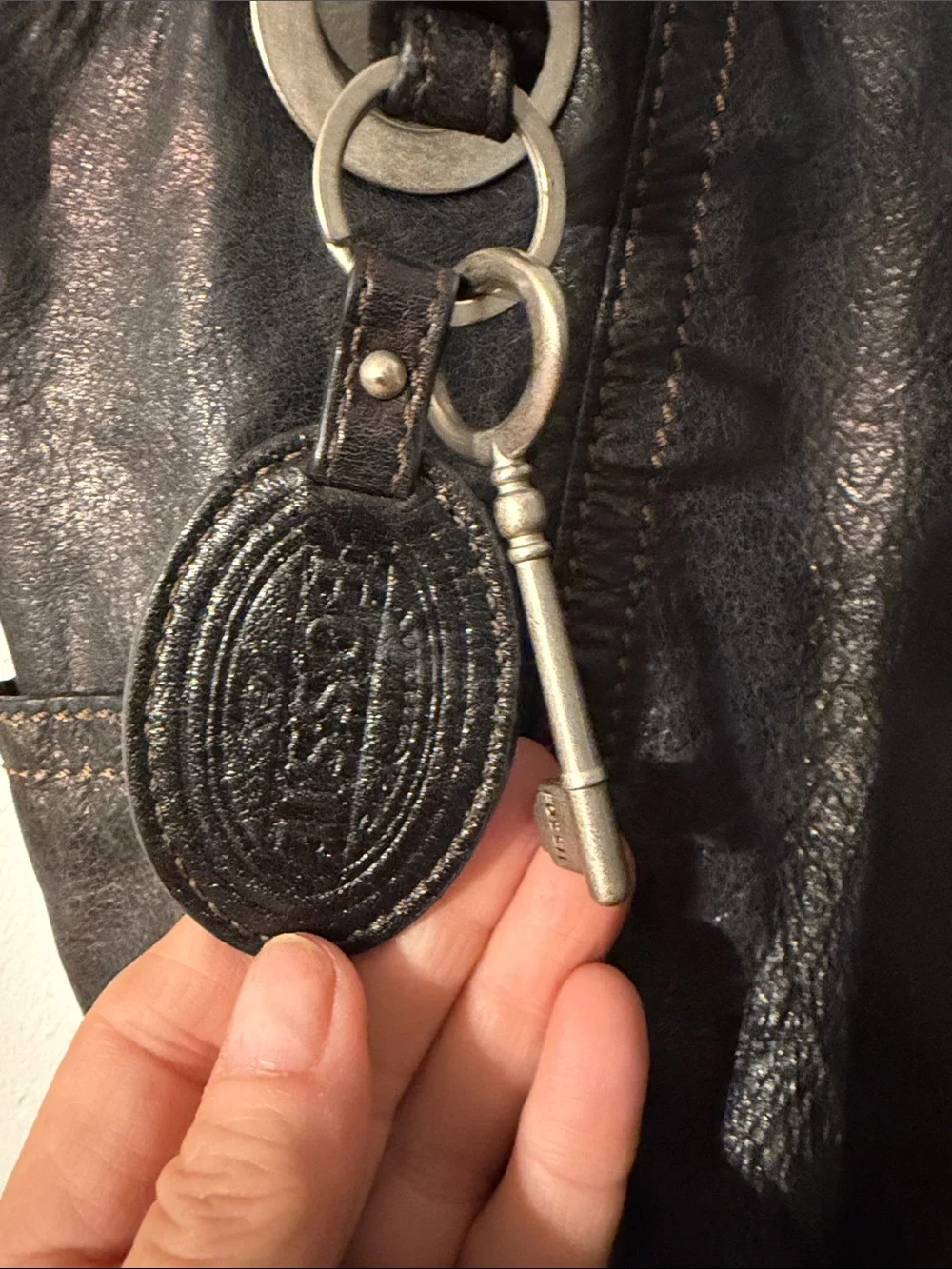 Vintage black leather Fossil purse